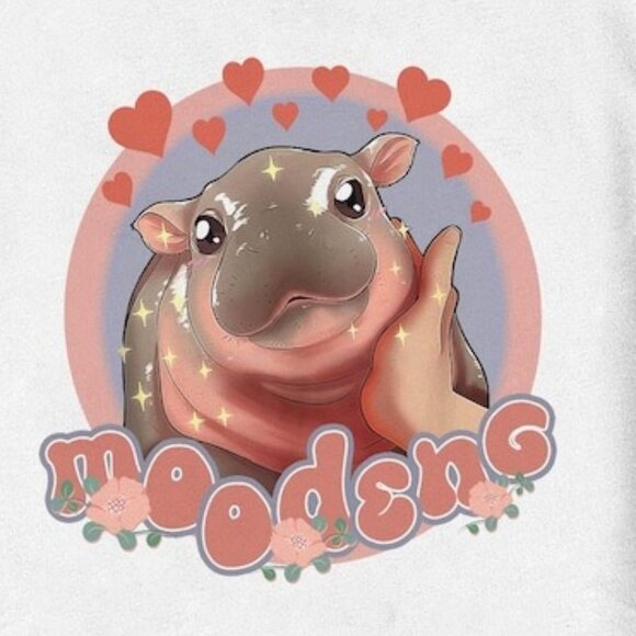 Retro Moo Deng T-Shirt, The Cute Baby Hippo Shirt - Picture 2 of 4